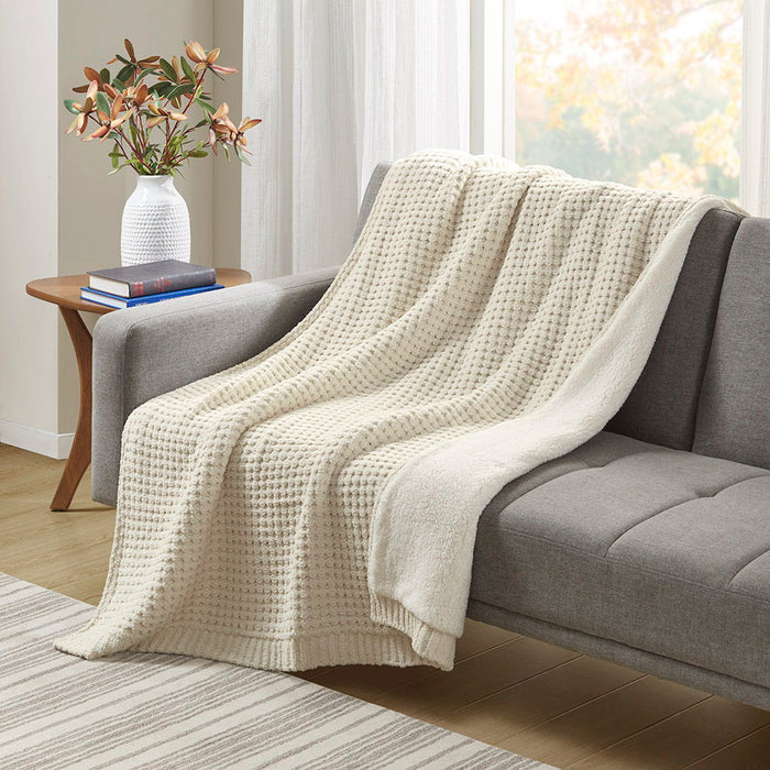 Rowan - Waffle Knit Chenille Throw - Ivory