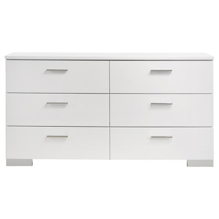 Felicity - 6-Drawer Dresser - Glossy White - Simple Home Plus