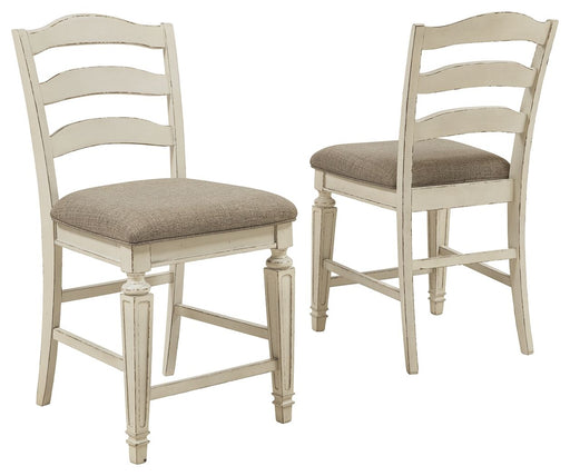 Realyn - Chipped White - Upholstered Barstool (Set of 2) - Simple Home Plus