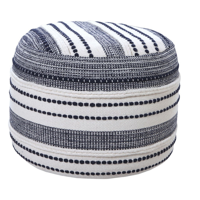 Cotton Round Ottoman - Blue