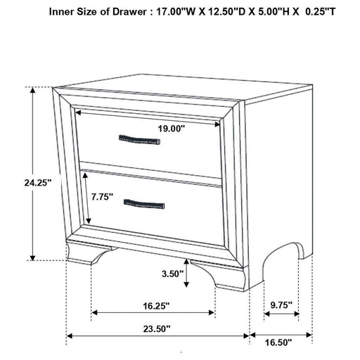 Beaumont - 2-Drawer Rectangular Nightstand - Champagne - Simple Home Plus