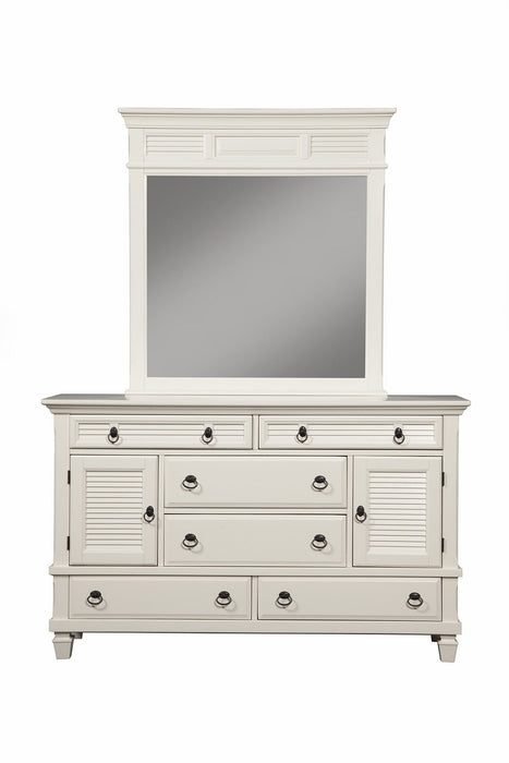 Solid Wood Six Drawer Double Dresser - White