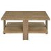 Dawn - Square Engineered Wood Coffee Table With Shelf - Mango - Simple Home Plus