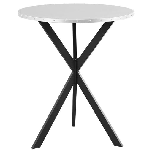 Kenzo - Round Metal Top Bar Table - Silver And Sandy Black - Simple Home Plus