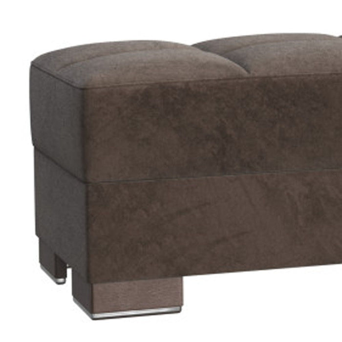 Microfiber Tufted Storage Ottoman - Brown