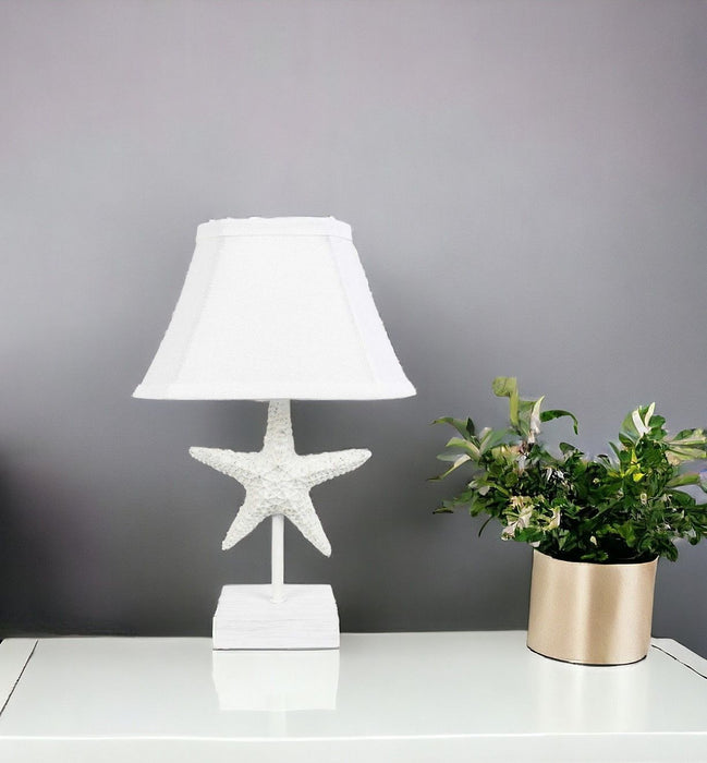 Starfish Accent Lamp With White Bell Shade - White