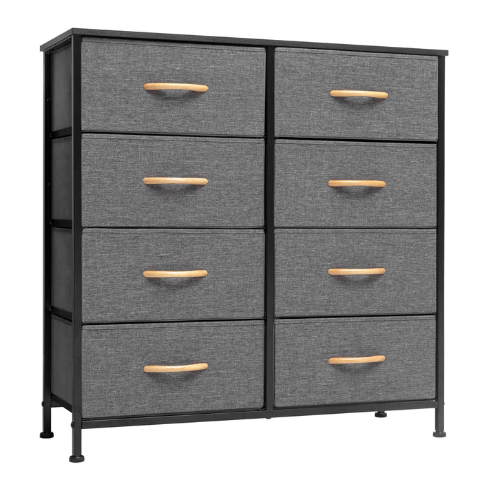 Steel And Fabric Eight Drawer Chest - Gray / Black