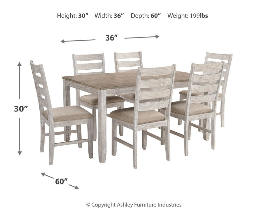 Skempton - White - Dining Room Table Set (Set of 7) - Simple Home Plus