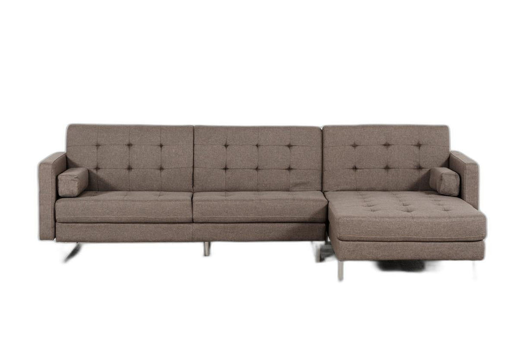 Fabric Foam Wood And Sectional Sofa Steel - Brown