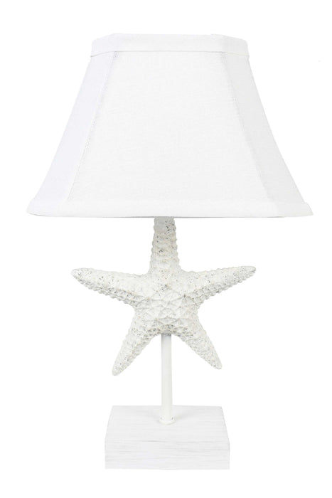 Starfish Accent Lamp With White Bell Shade - White