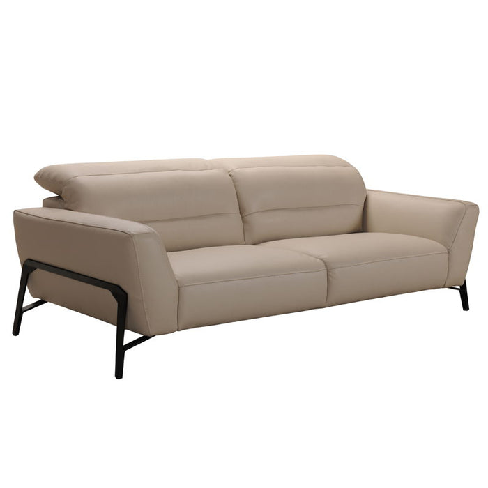 Iron And Wood Sofa And Chair Set - Taupe Leather