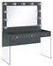 Afshan - 3-Drawer Vanity Desk With Lighting Mirror - Gray High Gloss - Simple Home Plus