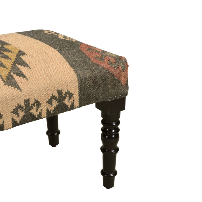 Leg Southwest Upholstered Bench - Shades Of Brown Black