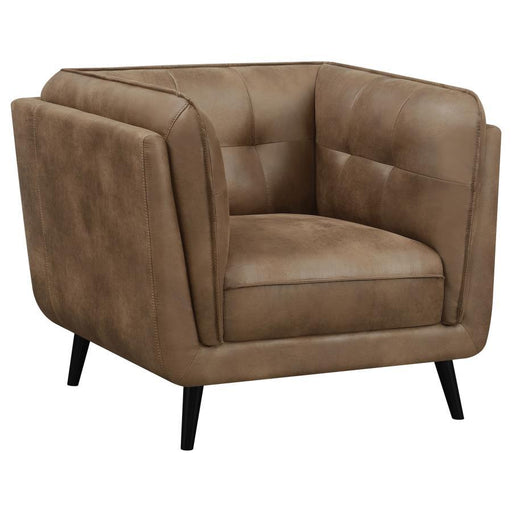 Thatcher - Upholstered Button Tufted Chair - Brown - Simple Home Plus