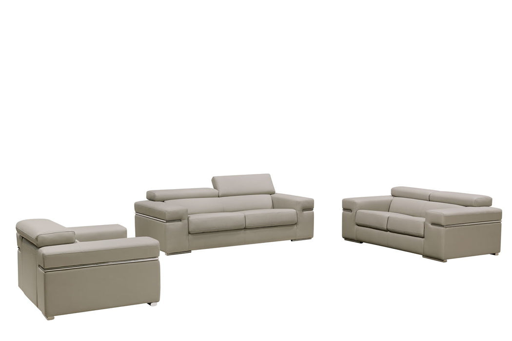 Bonded Leather Foam Wood And Steel Sofa Set - Light Gray