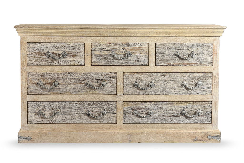 Solid Wood Seven Drawer Double Dresser - White