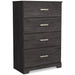 Belachime - Charcoal - Four Drawer Chest - Simple Home Plus