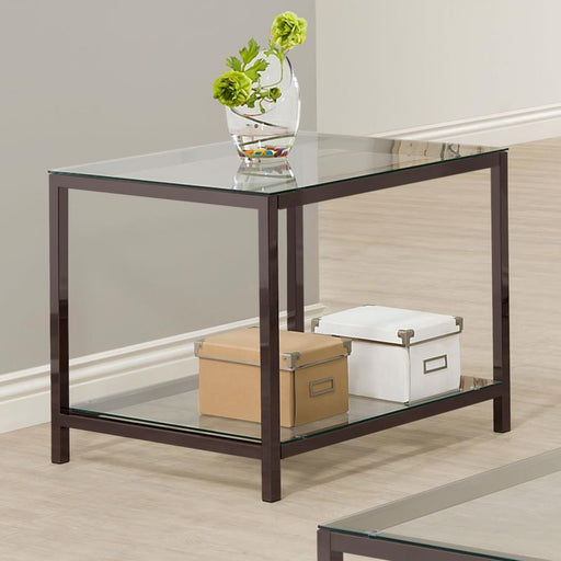 Trini - End Table With Glass Shelf - Black Nickel - Simple Home Plus