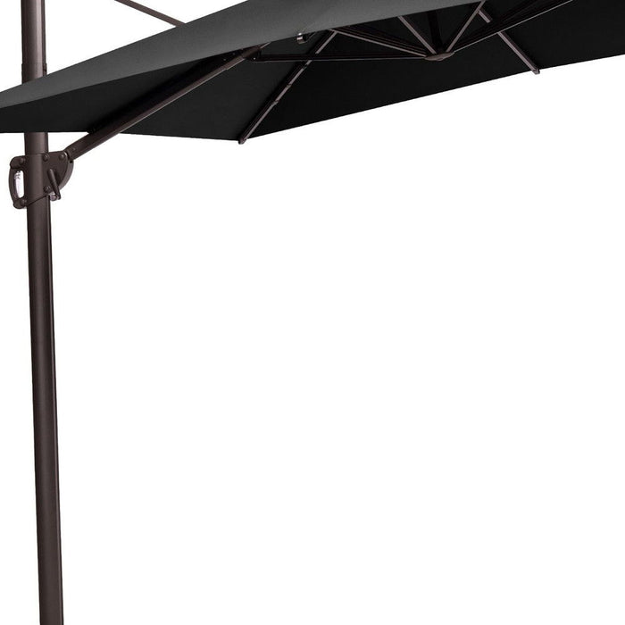 Round Polyester Tilt Cantilever, Patio Umbrella With Stand - Black