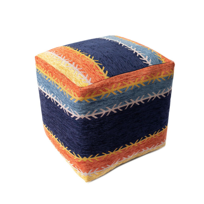 Polyester Blend Ottoman - Multicolored