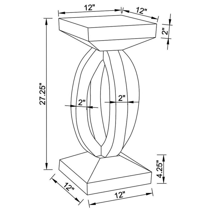 Amalia - Square End Table With Lower Shelf - Clear Mirror - Simple Home Plus