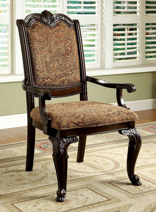 Bellagio Fabric Arm Chair (Set of 2) - Brown Cherry / Brown - Simple Home Plus