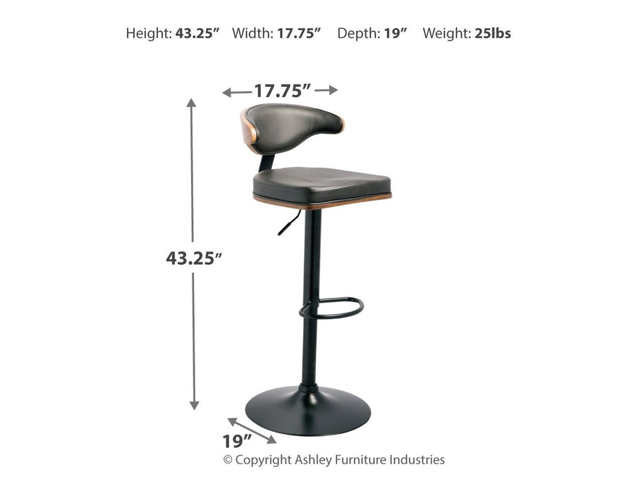 Bellatier - Brown / Black - Tall Uph Swivel Barstool - Simple Home Plus