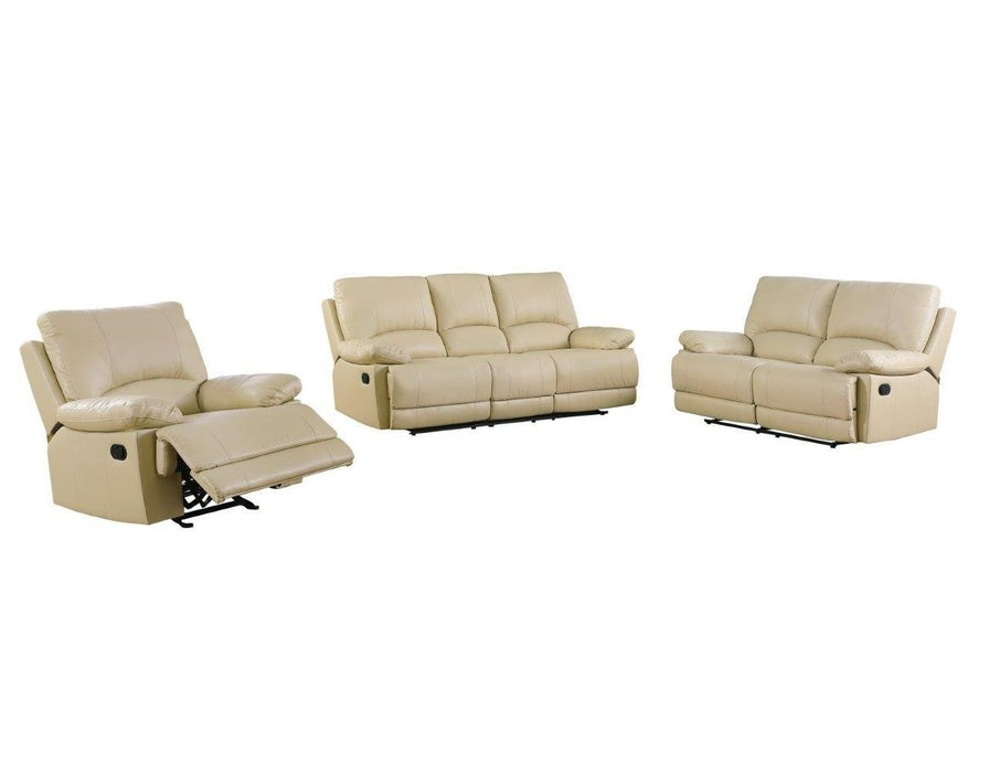 Three Piece Indoor Faux Leather Six Person Seating Set - Beige