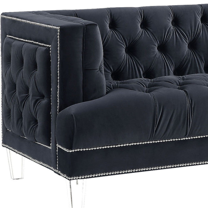 Velvet Loveseat - Charcoal / Silver