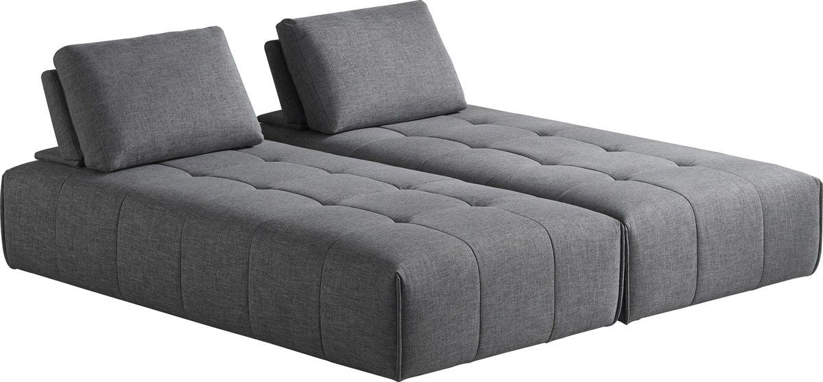 Polyester Modular L Shaped Two Piece Sofa And Chaise Sectional And Toss Pillows - Gray