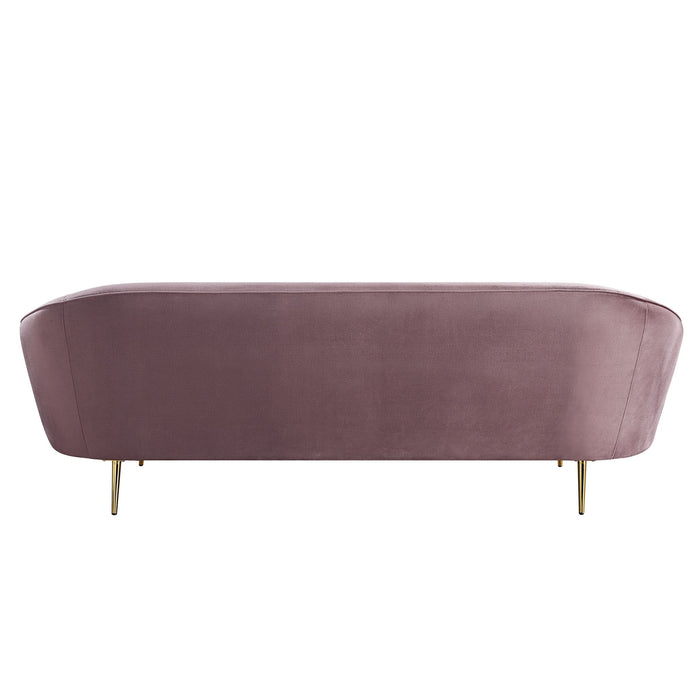 Velvet Sofa With Gold Legs - Pink