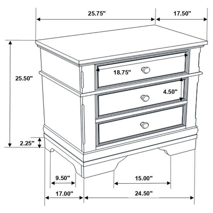 Manchester - 3-Drawer Nightstand - Wheat - Simple Home Plus