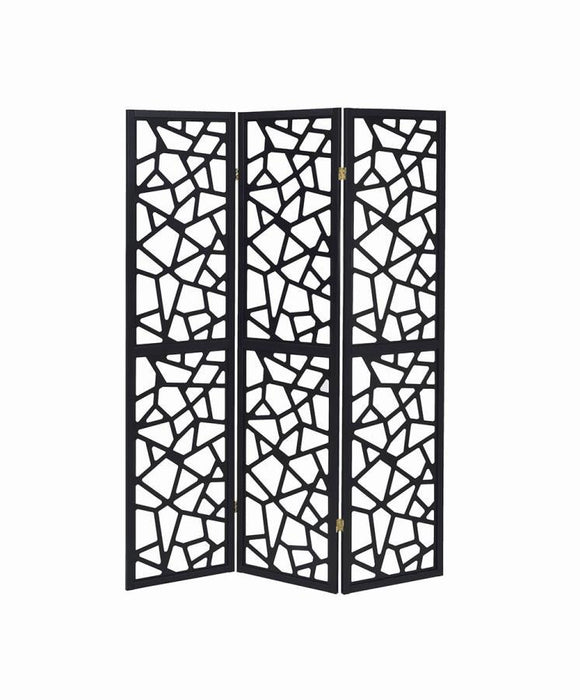 Nailan - 3-panel Open Mosaic Pattern Room Divider - Black - Simple Home Plus