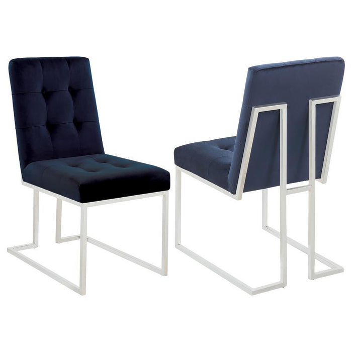 Cisco - Upholstered Dining Chairs (Set of 2) - Ink Blue And Chrome - Simple Home Plus