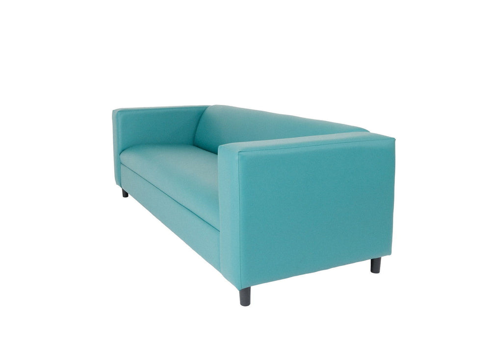 Faux Leather Sofa With Black Legs - Blue