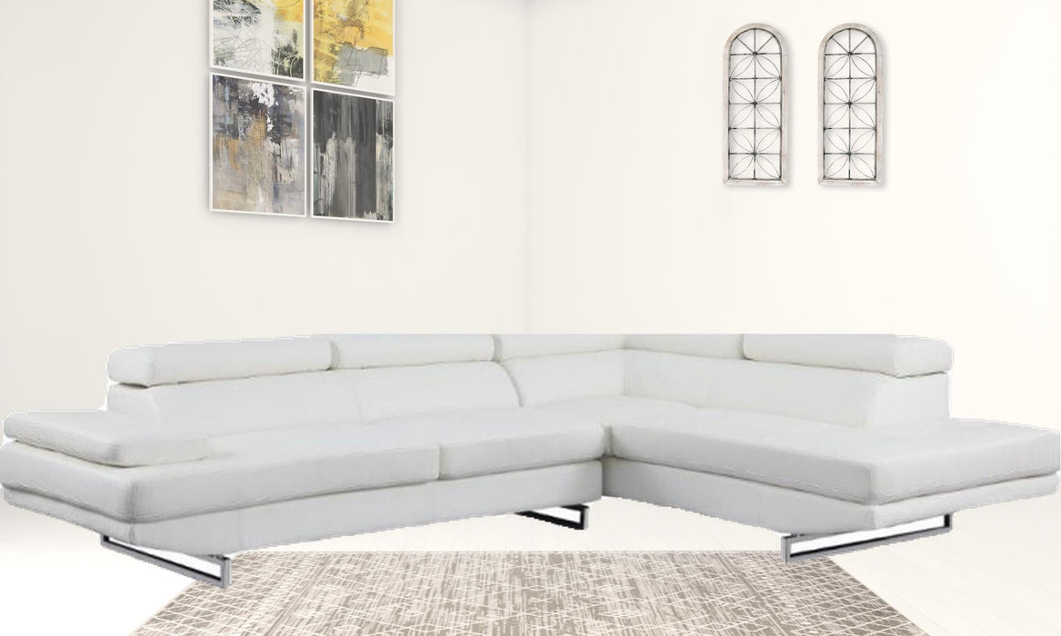 Leather L Shaped Two Piece Corner Sectional - White