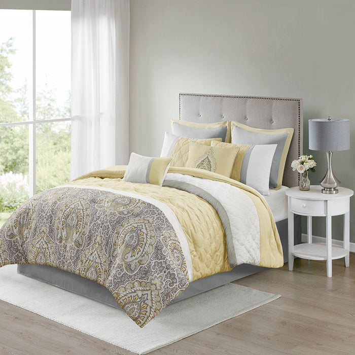 Shawnee - California King 8 Piece Comforter Set - Yellow