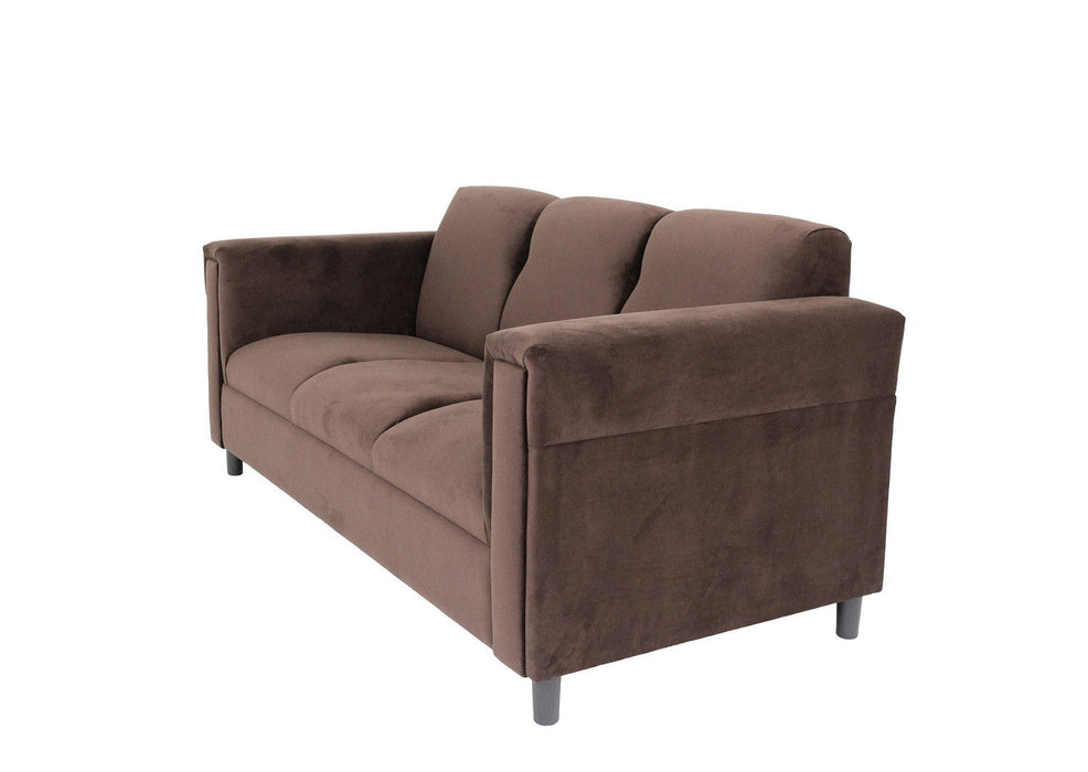 Suede Sofa With Black Legs - Dark Brown