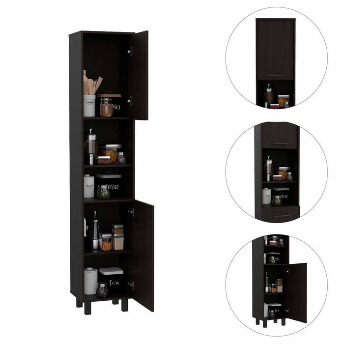 Modern Sleek And Tall Pantry Cabinet - Black