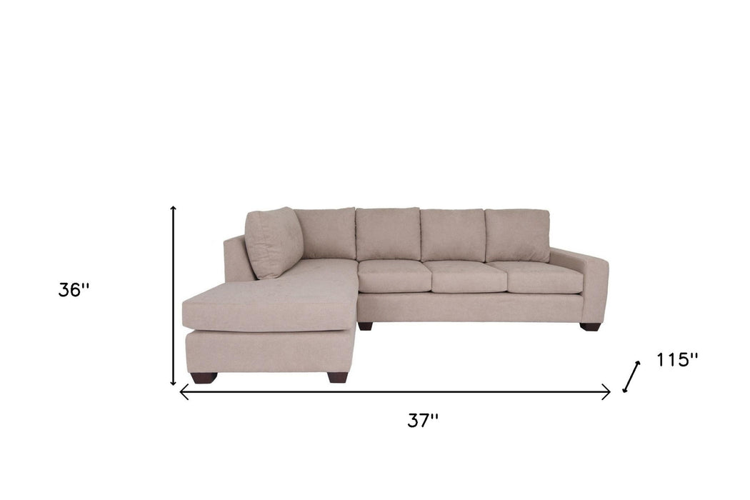 Polyester Blend L Shaped Two Piece Sectional - Tan