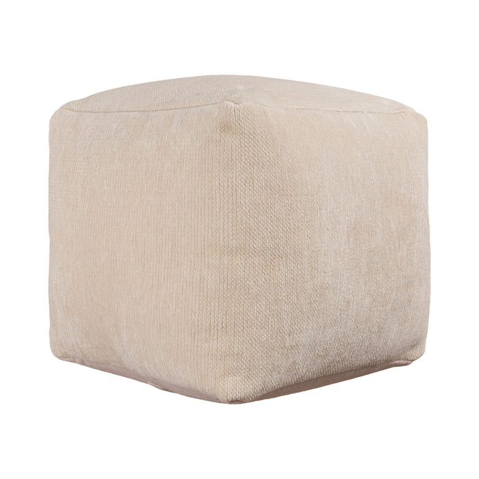 Chenille Cube Pouf Ottoman - Ivory