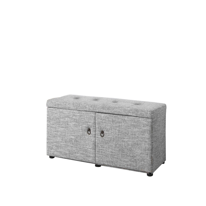 Light Linen Look Double Door Shoe Storage Bench - Gray