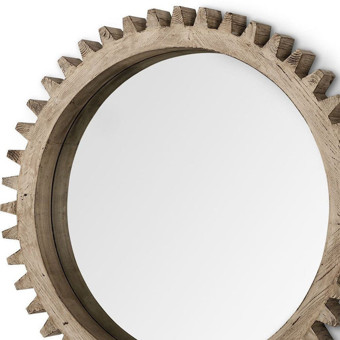 35" Round Wood Frame Wall Mirror - Natural