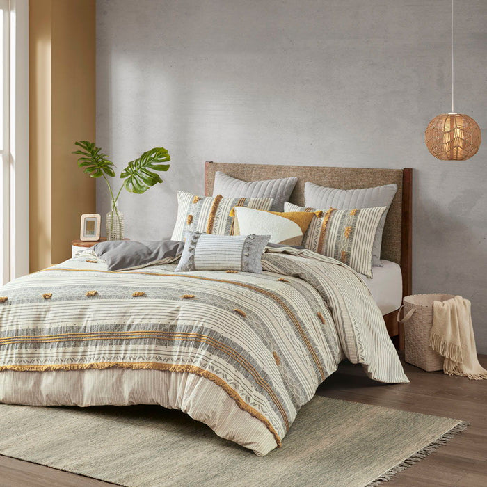 Cody - 3 Piece Comforter Set - Gray / Yellow