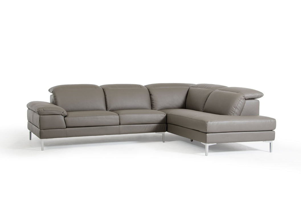 Eco Leather Wood Steel And Foam Sectional Sofa - Gray