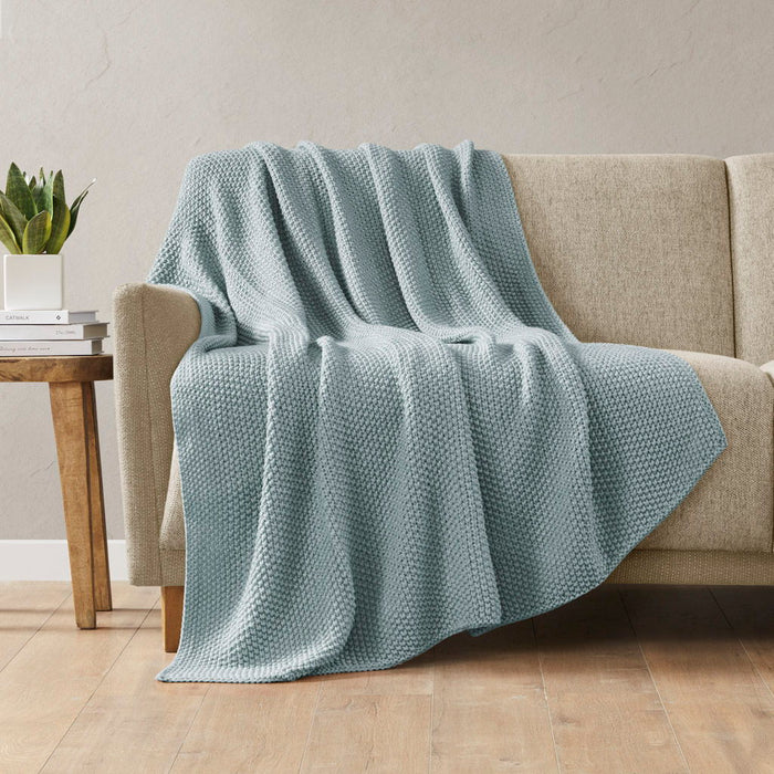 Bree Knit - Throw - Light Blue