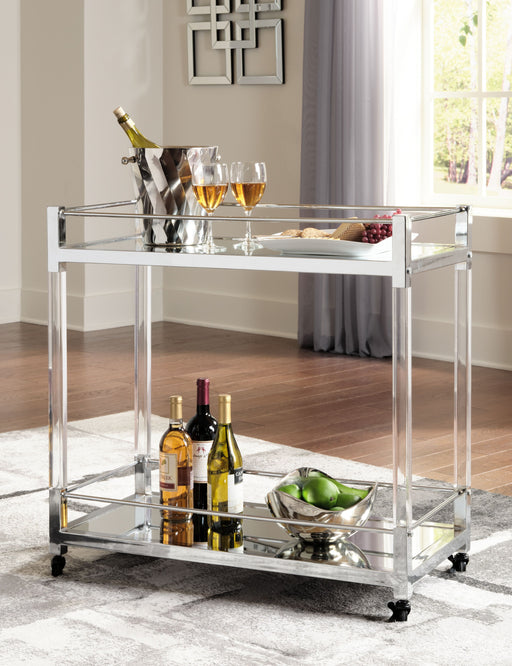Chaseton - Clear / Silver Finish - Bar Cart - Simple Home Plus