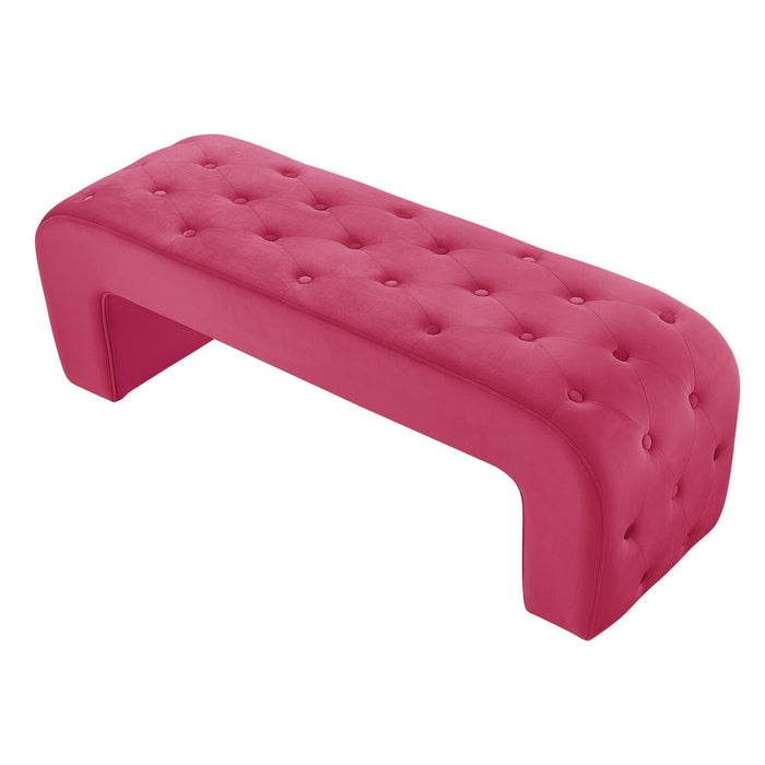 Upholstered Velvet Bench - Fuchsia