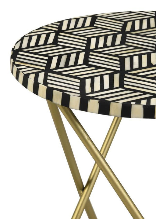 Xenia - Round Accent Table With Hairpin Legs - Black And White - Simple Home Plus