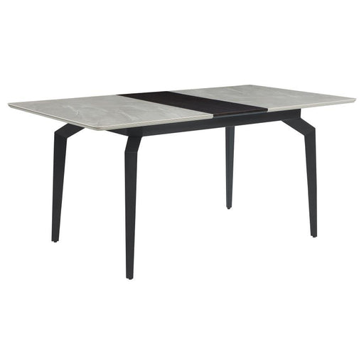 Mina - Rectangular Dining Table - Gray Ceramic And Sandy Black - Simple Home Plus